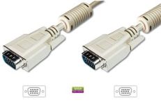Кабель DIGITUS VGA (M/M), ферит, 1.8м, бежевий