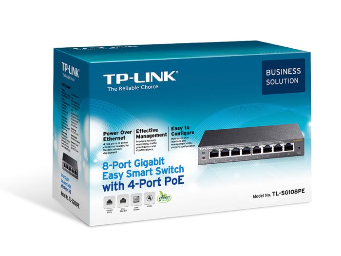 Комутатор TP-LINK  8xGE (4xPoE), 65.2Вт, WebSmart TP-Link TL-SG108PE