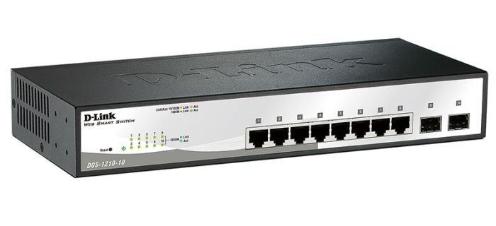 Комутатор   8xGE, 2xSFP WebSmart D-Link DGS-1210-10