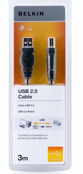 Кабель USB-A > USB-B синхронизации Belkin, 3м, черный