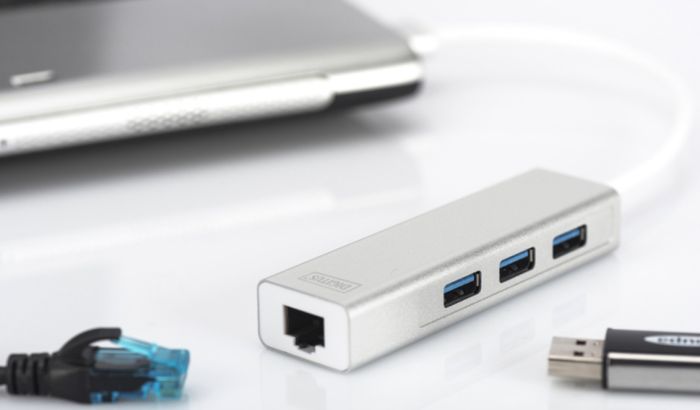 Хаб DIGITUS USB-A > 3xUSB-A/RJ45