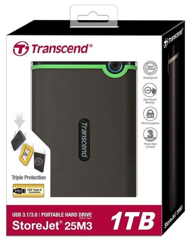 Портативний жорсткий диск Transcend 2TB USB 3.1 StoreJet 25M3 Сірий
