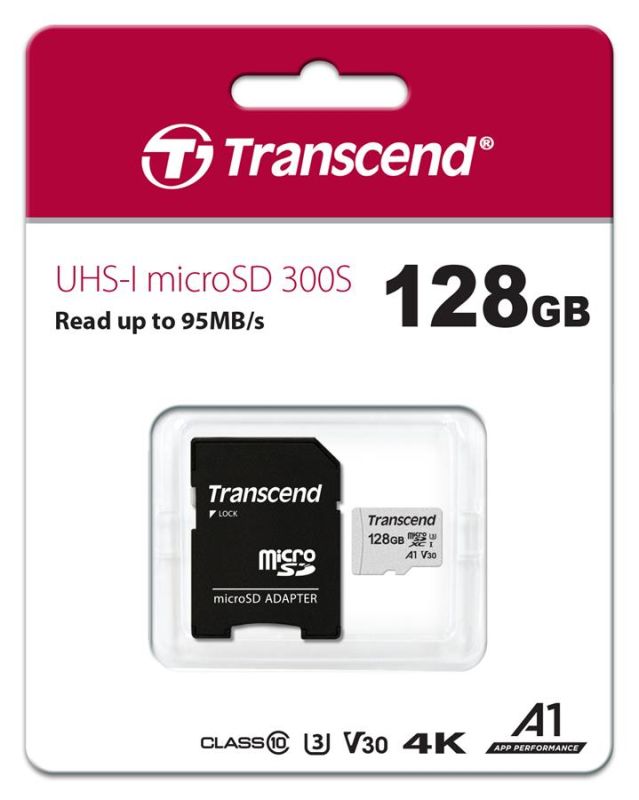Карта памяти Transcend microSD  128GB C10 UHS-I R100/W40MB/s + SD