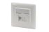 DIGITUS CAT 6a modular wall outlet, shielded, 2x RJ45, 8P8C, LSA, color pure white, flush Mount