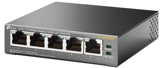 Комутатор TP-LINK  5xFE (4xPoE), 56Вт, Некерований TP-Link TL-SF1005P