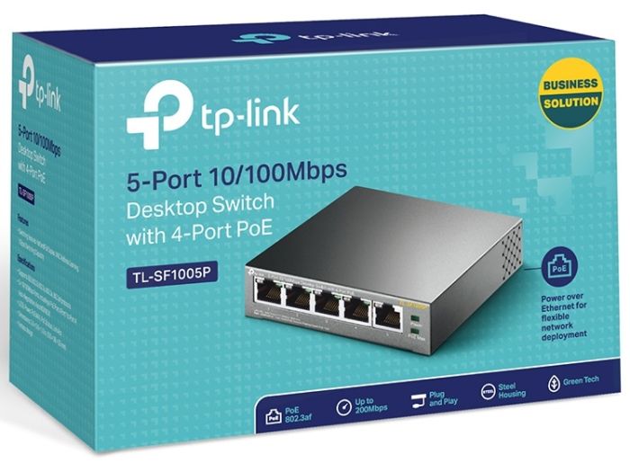 Комутатор TP-LINK  5xFE (4xPoE), 56Вт, Некерований TP-Link TL-SF1005P