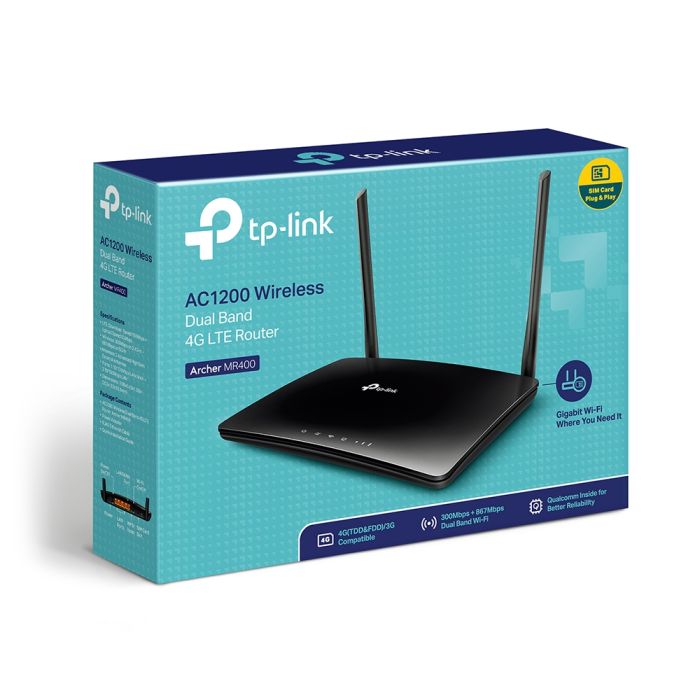 Маршрутизатор TP-LINK TL-MR400 AC1350, 4G/LTE, 3xFE LAN, 1xFE WAN, MESH
