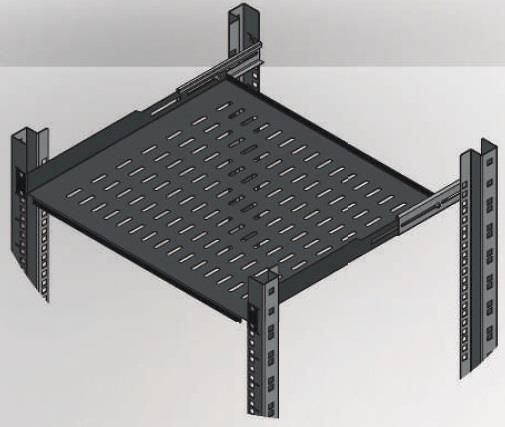 Полиця MIRSAN 19", 1U, регульована 350-440 мм, чорна