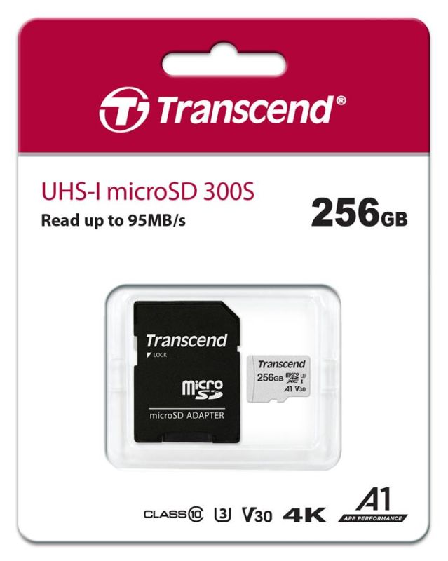 Карта памяти Transcend microSD  256GB C10 UHS-I R100/W40MB/s + SD