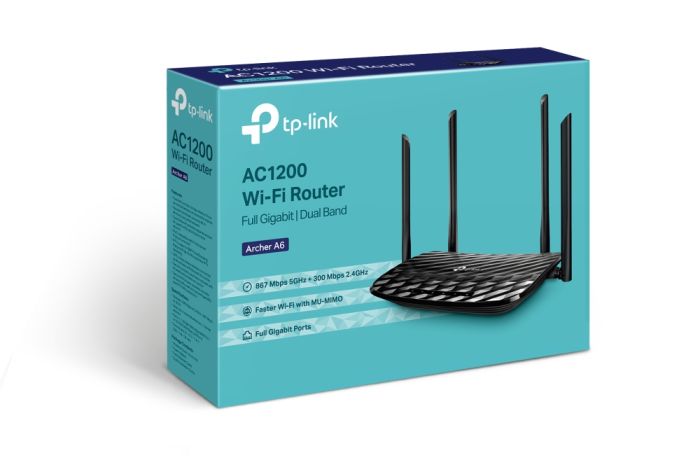 Маршрутизатор TP-LINK ARCHER A6 AC1200, 4xGE LAN, 1xGE WAN, MESH