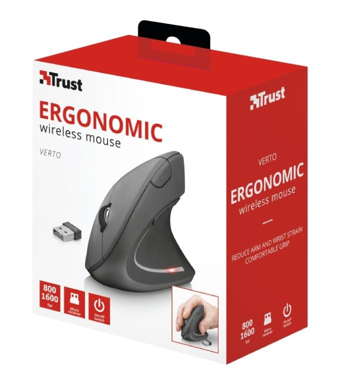 Trust Mouse Verto Ergonomic WL BLACk
