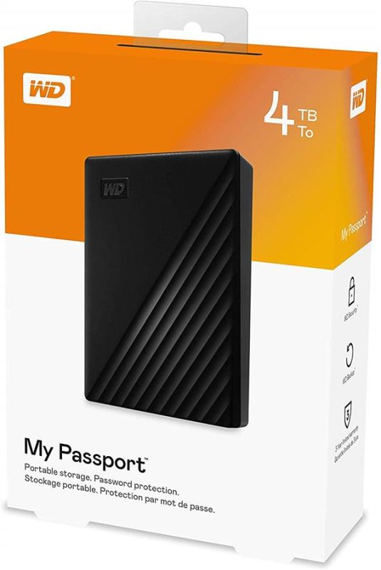 Портативний жорсткий диск WD 4TB USB 3.2 Gen 1 My Passport Чорний