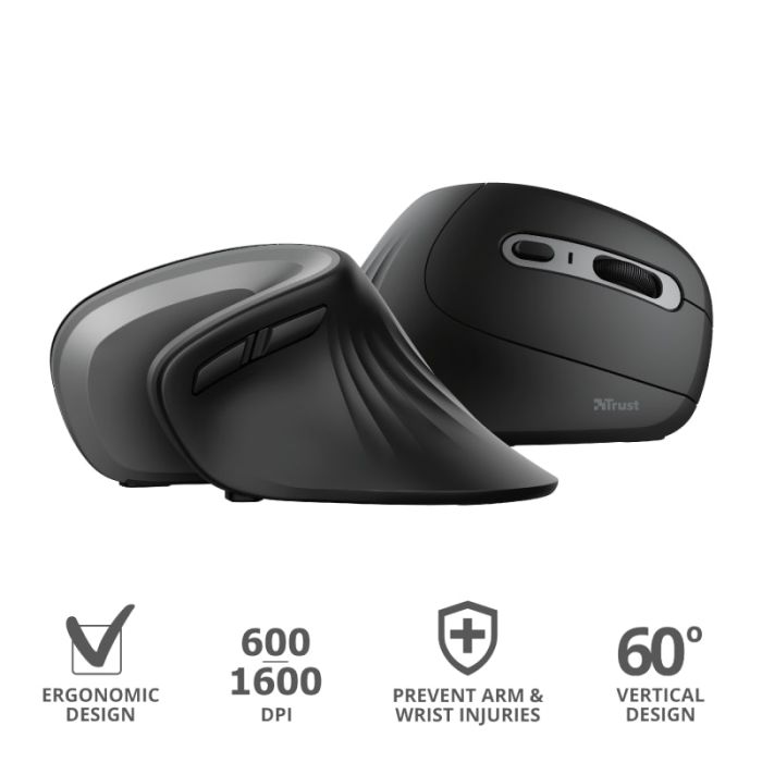 Mouse Trust Verro Ergonomic, WL, Чорний