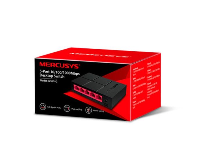 Комутатор MERCUSYS  5xGE, Некерований Mercusys MS105G
