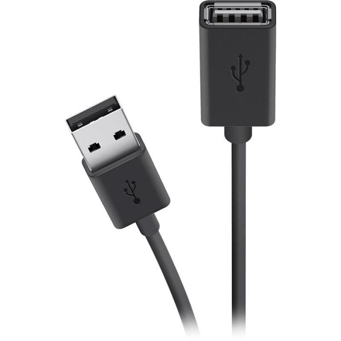 Кабель USB-A > USB-AF заряджання/синхронізації Belkin 4.8м, чорний