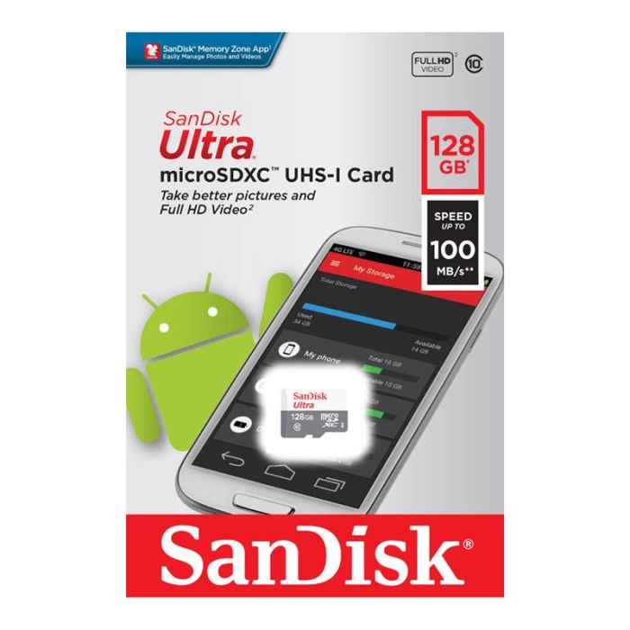 SanDisk microSD  128GB C10 UHS-I R100MB/s Ultra