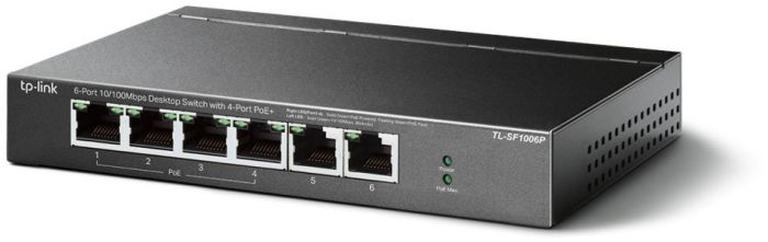 Коммутатор TP-LINK  6x1FE (4xPoE), 67Вт, Неуправляемый TP-Link TL-SF1006P