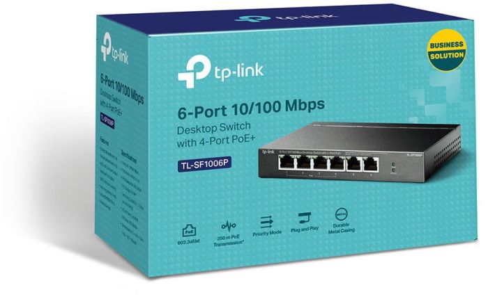 Коммутатор TP-LINK  6x1FE (4xPoE), 67Вт, Неуправляемый TP-Link TL-SF1006P