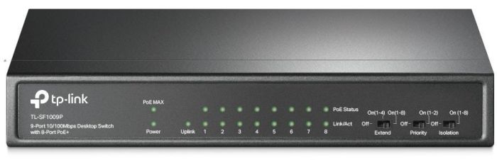 Коммутатор TP-LINK  9x1FE (8xPoE), 65Вт, Неуправляемый TP-Link TL-SF1009P