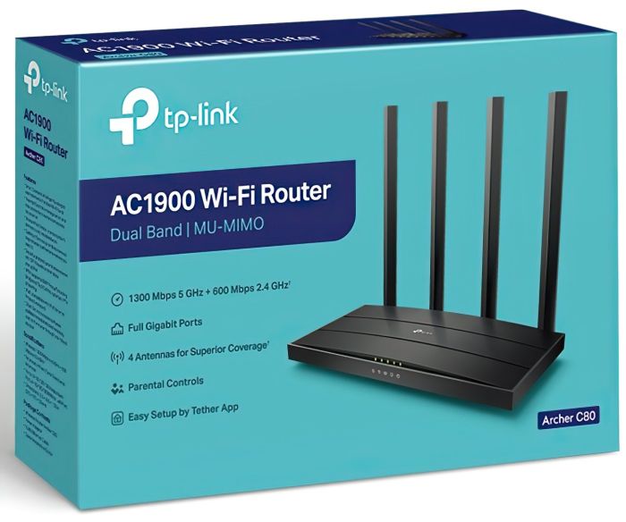 TP-LINK Router ARCHER C80 AC1900, 4xGE LAN, 1xGE WAN,  MESH