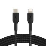 Кабель USB-C > Lightning заряджання/синхронізації Belkin 1м, 30Вт, Type-C, плетений, чорний