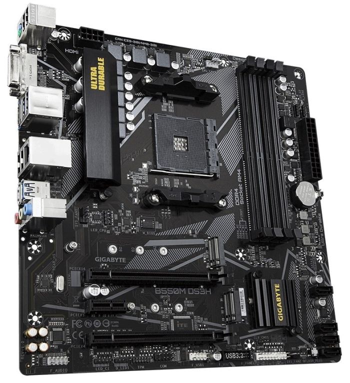 Материнская плата GIGABYTE B550M DS3H sAM4 B550 4xDDR4 M.2 HDMI DVI mATX