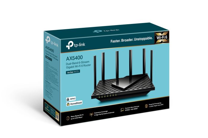 Маршрутизатор TP-LINK ARCHER AX73 AX5400, 4xGE LAN, 1xGE WAN, 1xUSB 3.0, MESH