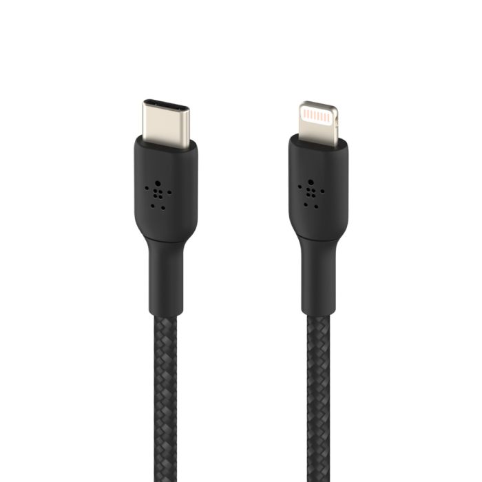 Кабель USB-C > Lightning заряджання/синхронізації Belkin 2м, 30Вт, Type-C, плетений, чорний