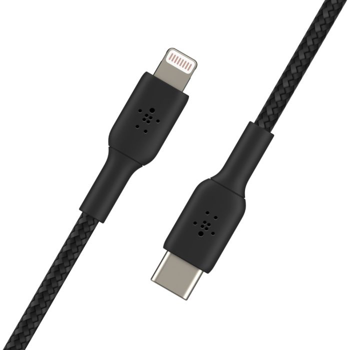 Кабель USB-C > Lightning заряджання/синхронізації Belkin 2м, 30Вт, Type-C, плетений, чорний