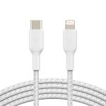 Кабель USB-C > Lightning заряджання/синхронізації Belkin 2м, 30Вт, Type-C, плетений, білий