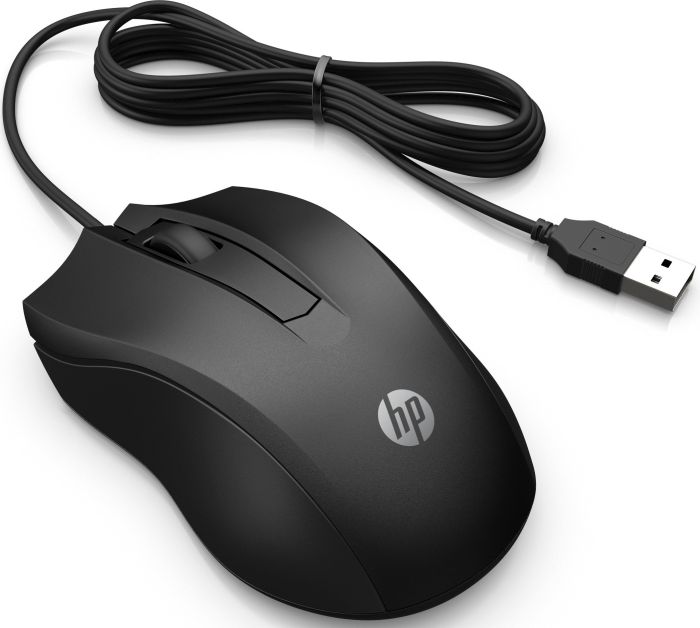 Мышь HP 100, USB-A, чёрный