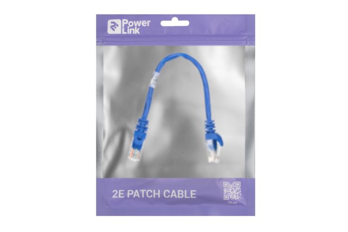 Патч-корд 2E САТ 5e, UTP, 0.20м, 26AWG, RJ45, 7/0.16, CCA, PVC, синій