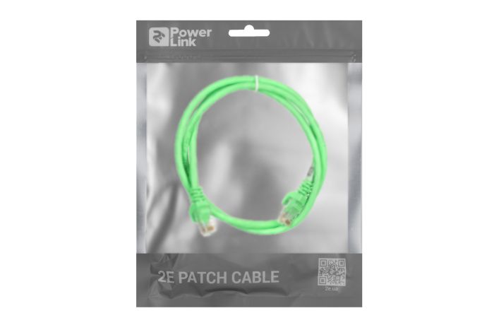 Патч-корд 2E САТ 6, UTP, 1м, 26AWG, RJ45, 7/0.16, Cu, PVC, зелений