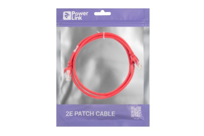 Патч-корд 2E САТ 5e, UTP, 1м, 26AWG, RJ45, 7/0.16, Cu, PVC, красный