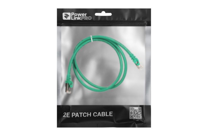 Патч-корд 2E САТ 6, S-FTP, 1м, 26AWG, RJ45, 7/0.16, Cu, PVC, зеленый