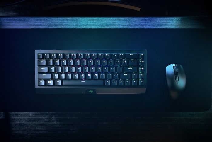Razer Keyboard mechanical BlackWidow V3 Mini HyperSpeed 68key, Green Switch, USB-A/WL/BT, EN/RU, RGB, black