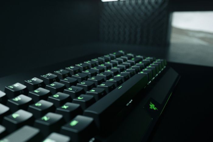 Razer Keyboard mechanical BlackWidow V3 Mini HyperSpeed 68key, Green Switch, USB-A/WL/BT, EN/RU, RGB, black
