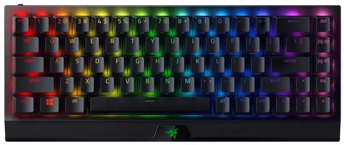Razer Keyboard mechanical BlackWidow V3 Mini HyperSpeed 68key, Green Switch, USB-A/WL/BT, EN/RU, RGB, black