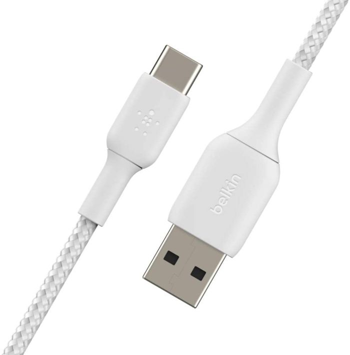 Belkin сable USB-A > USB-C charge/data, 1m, Type-C, BRAIDED, white
