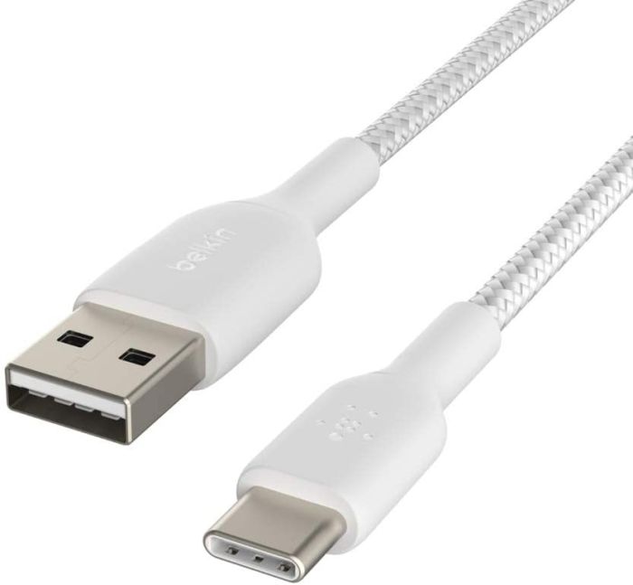 Belkin сable USB-A > USB-C charge/data, 1m, Type-C, BRAIDED, white