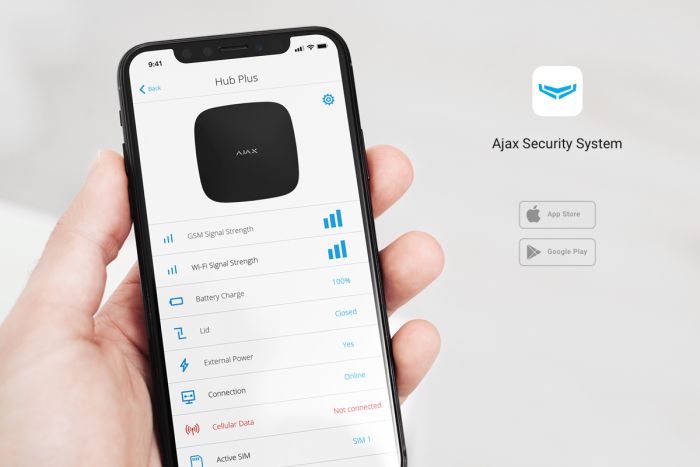 Ajax StarterKit 2 security alarm system, hub2, motionprotect, doorprotect, spacecontrol, jeweller, wireless, black