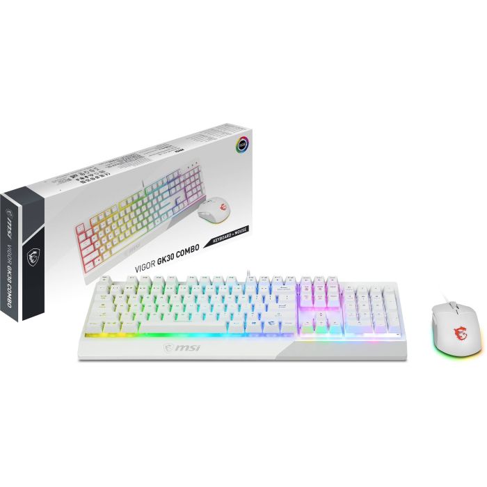 Combo keyboard and mouse MSI Vigor GK30 COMBO WHITE UA USB, EN/UKR/RU, RGB, white
