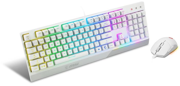 Combo keyboard and mouse MSI Vigor GK30 COMBO WHITE UA USB, EN/UKR/RU, RGB, white