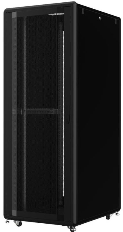 Шафа MIRSAN 19", 42U, GTS, перфорація 63%, 800x1100 мм, максимально 2000 кг, чорна