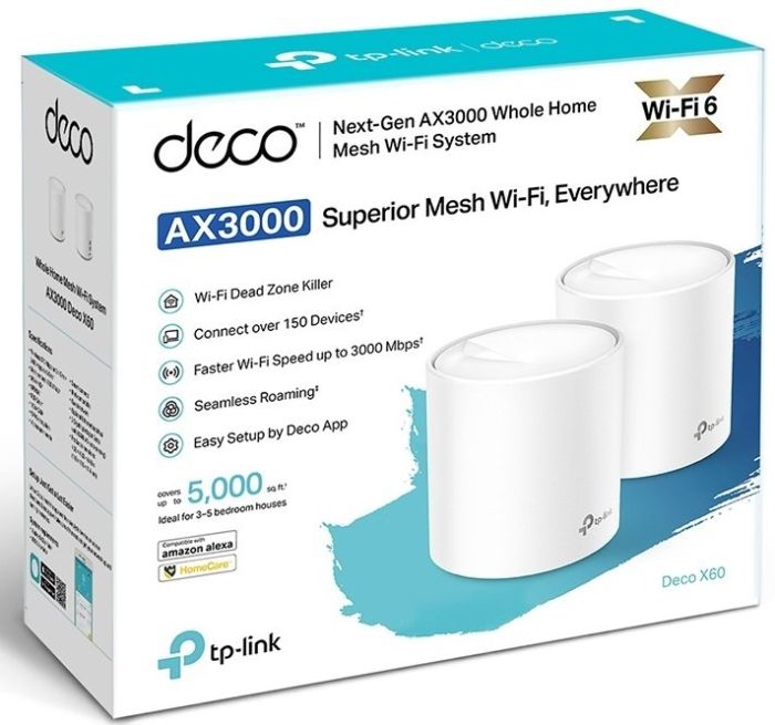 Система WiFi-Mesh TP-LINK Deco X60 AX3000, 1xGE LAN, 1xGE WAN, 1мод