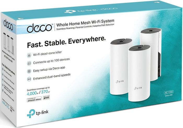 Система WiFi-Mesh TP-LINK Deco E4 AC1200, 2xFE LAN/WAN, 3мод