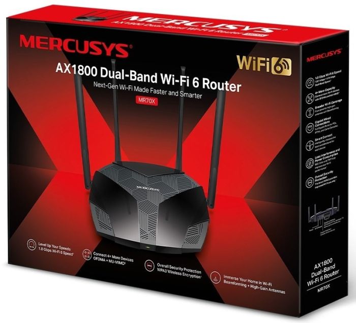 Маршрутизатор MERCUSYS  AX1800, 3xGE LAN, 1xGE WAN Mercusys MR70X