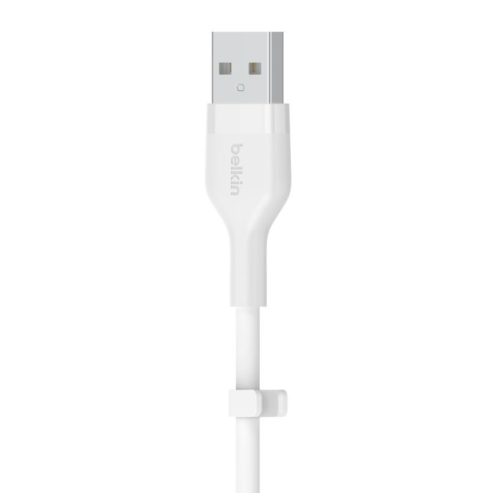 Belkin сable USB-A > USB-C charge/data, 2m, Type-C, SILICONE, with clip, white