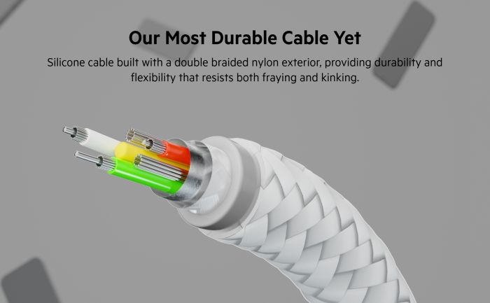 Кабель USB-A > Lightning заряджання/синхронізації Belkin 1м, плетений, силіконовий, з ремінцем на магніті, білий