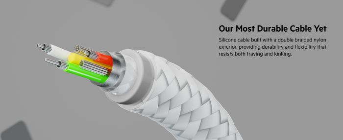 Кабель USB-A > Lightning заряджання/синхронізації Belkin 1м, плетений, силіконовий, з ремінцем на магніті, білий